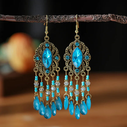 Bohemian Crystal Drop Earrings – Multicolor Rhinestone Dangles