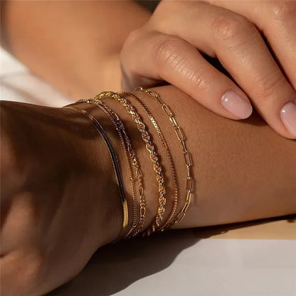 Bohemian Minimalist Multi-Layer Bracelet Set – 6-Piece Fashion Jewelry