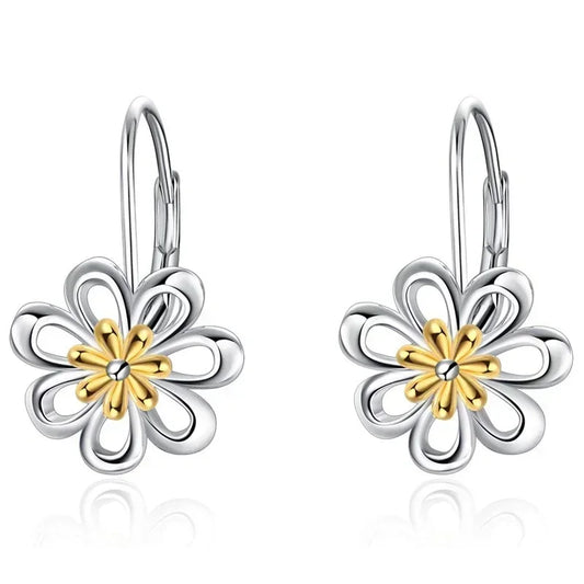 Floral Sterling Silver Hoop Earrings