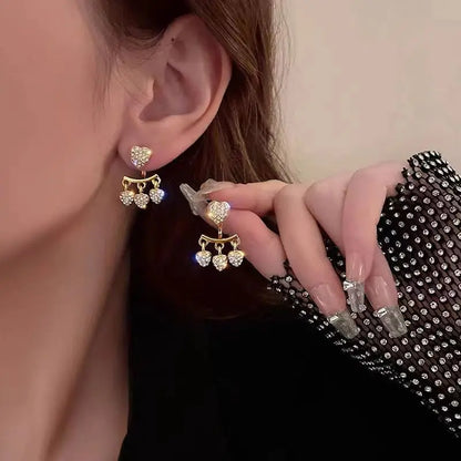 Fishtail Cross Stud Crystal Earrings