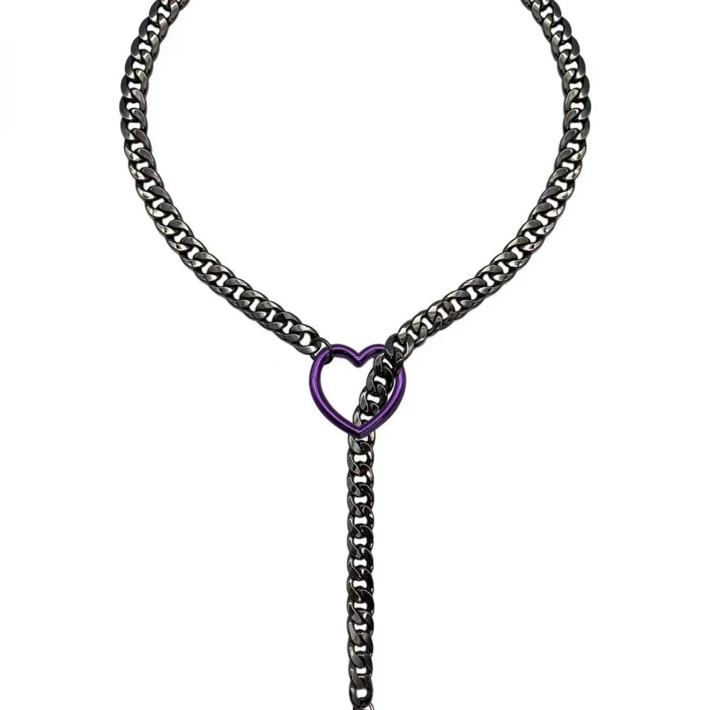 Heart O-Ring Slip Chain - Adjustable Lariat (Y-Necklace/Choker)