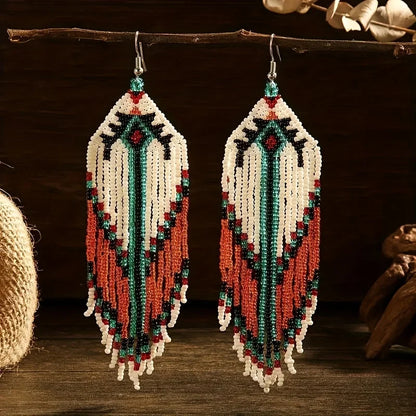 Bohemian Beaded Tassel Earrings – Lightweight Colorful Dangle Drops