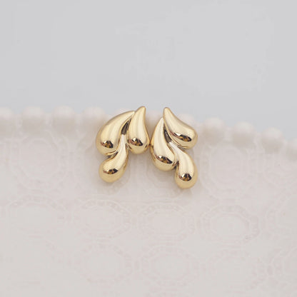 Irregular Three Waterdrop Gold Smooth Drop Earrings