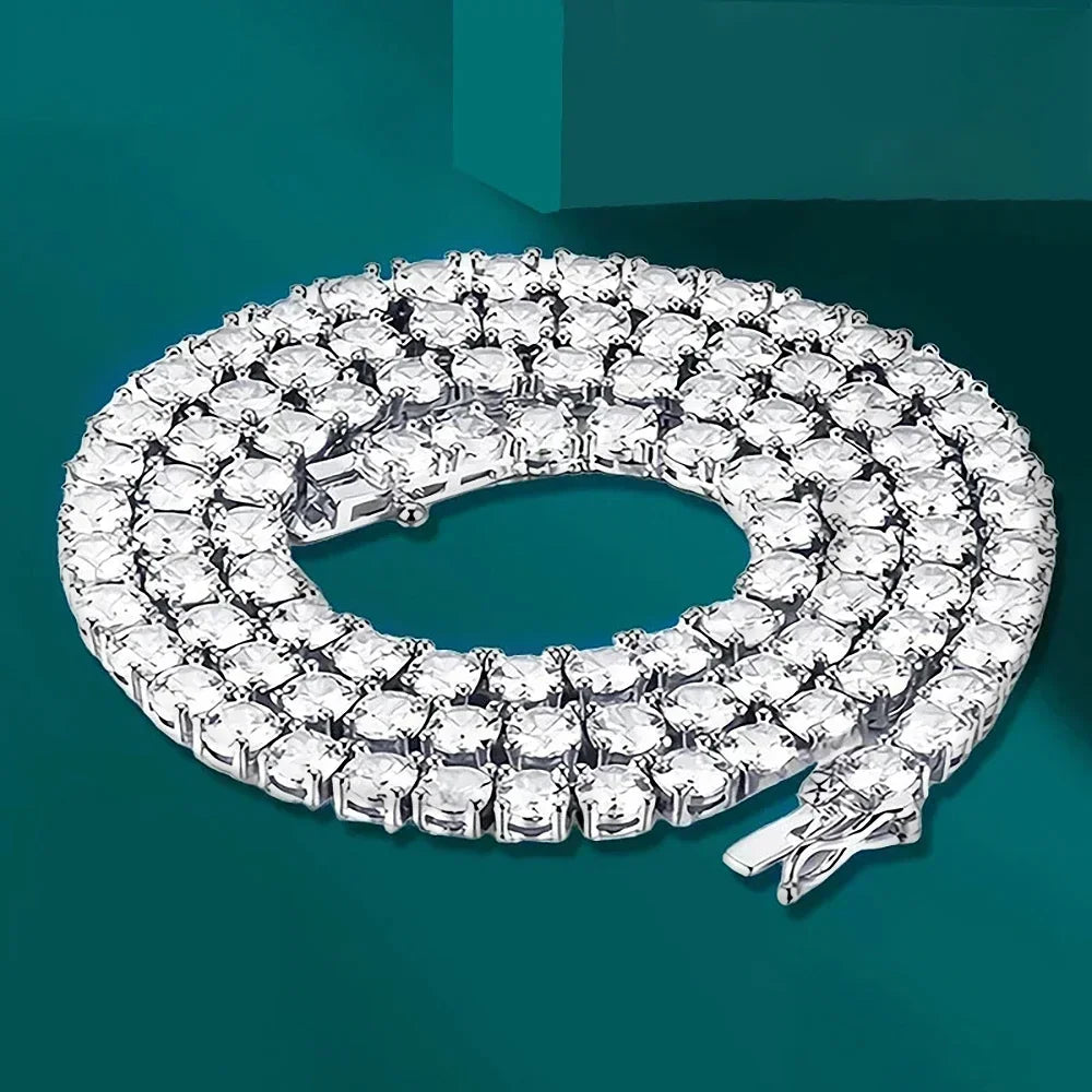 D-VVS1 Moissanite Tennis Necklace – 925 Sterling Silver (Stone Size 3mm-6.5mm)