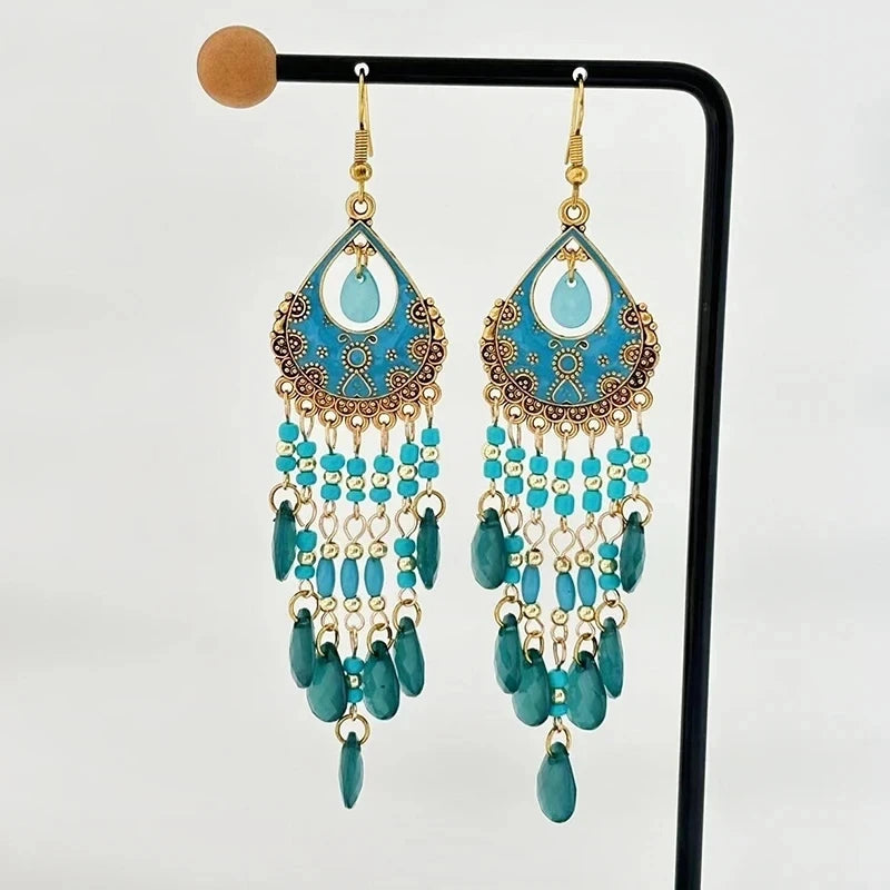 Bohemian Crystal Drop Earrings – Multicolor Rhinestone Dangles
