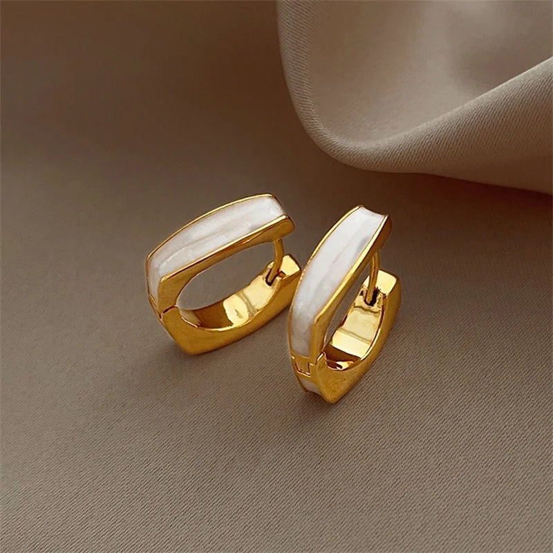 Thick Rhinestone Vintage Hoop Stud Earrings