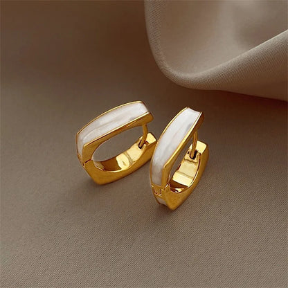 Thick Rhinestone Vintage Hoop Stud Earrings