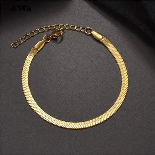 Unisex Gold Stainless Steel Link Chain Bracelet