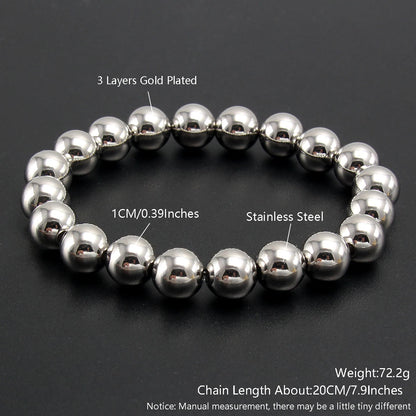 Stretch Ball Beaded Bracelet - Stacked Stainless Steel Bracelet for Women