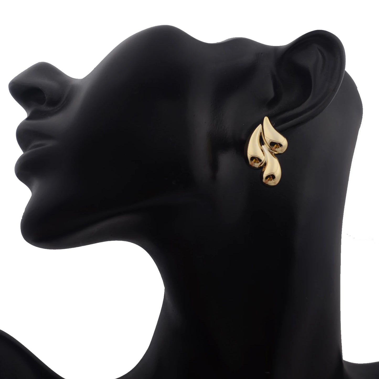 Irregular Three Waterdrop Gold Smooth Drop Earrings