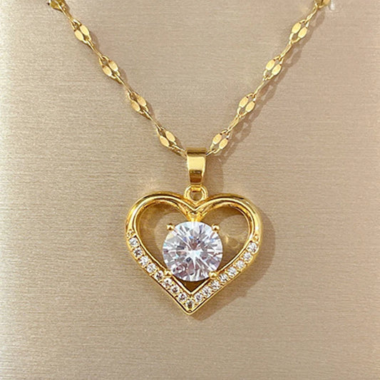 Heart Charm Necklace – Gold-Plated SS