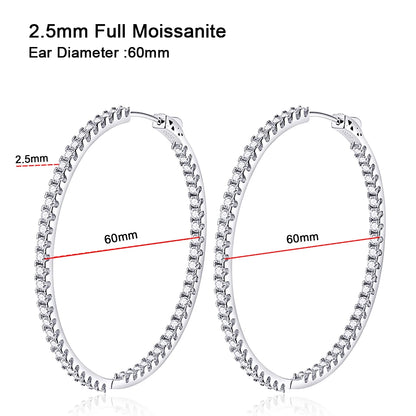 1.56CT Moissanite Hoop Earrings – 925 Sterling Silver