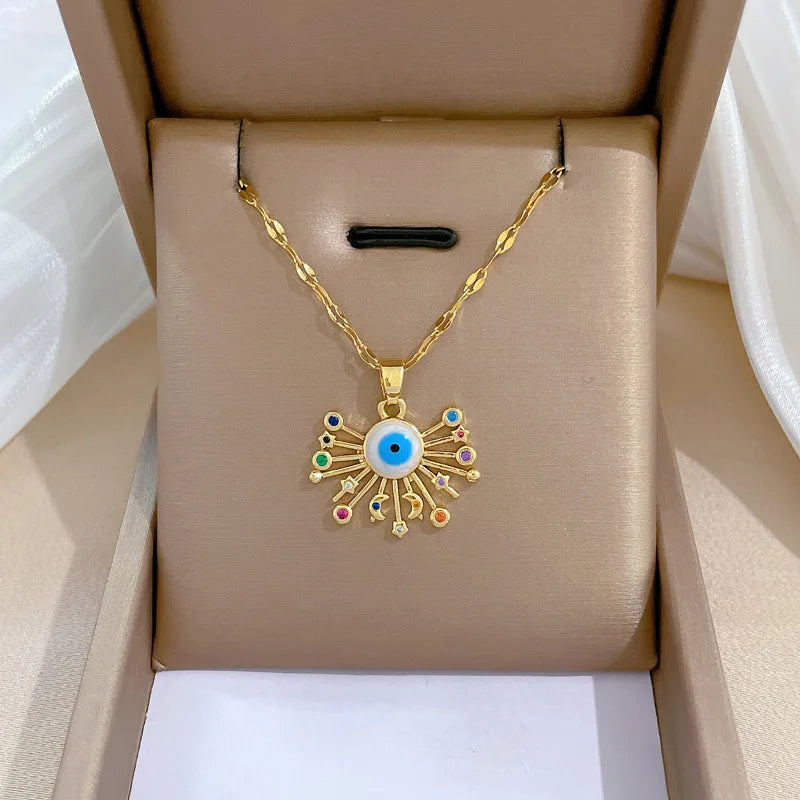 Blue Eye Necklace – Charm Gold Chain