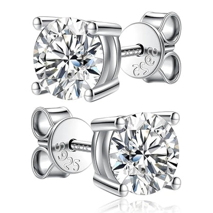 Crown-Cut 2.0CT Moissanite Stud Earrings – 925 Sterling Silver