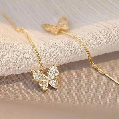 Golden Butterfly Drop Earrings