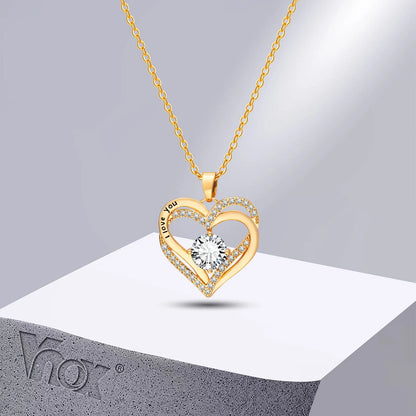 Double Crossed Hearts Necklace – Gold & Enamel Pendant