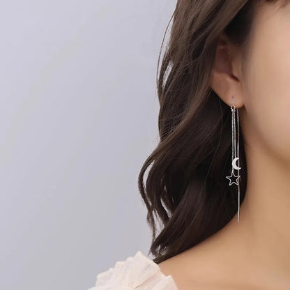 Crescent Moon & Star Tassel Drop EarringsCrescent Moon & Star Tassel Drop Earrings