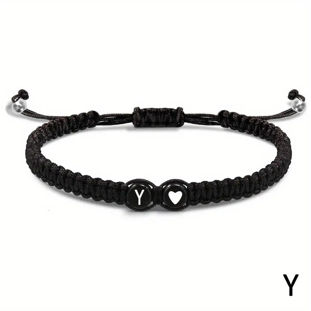 26 Letters Initial Heart Braided Bracelet
