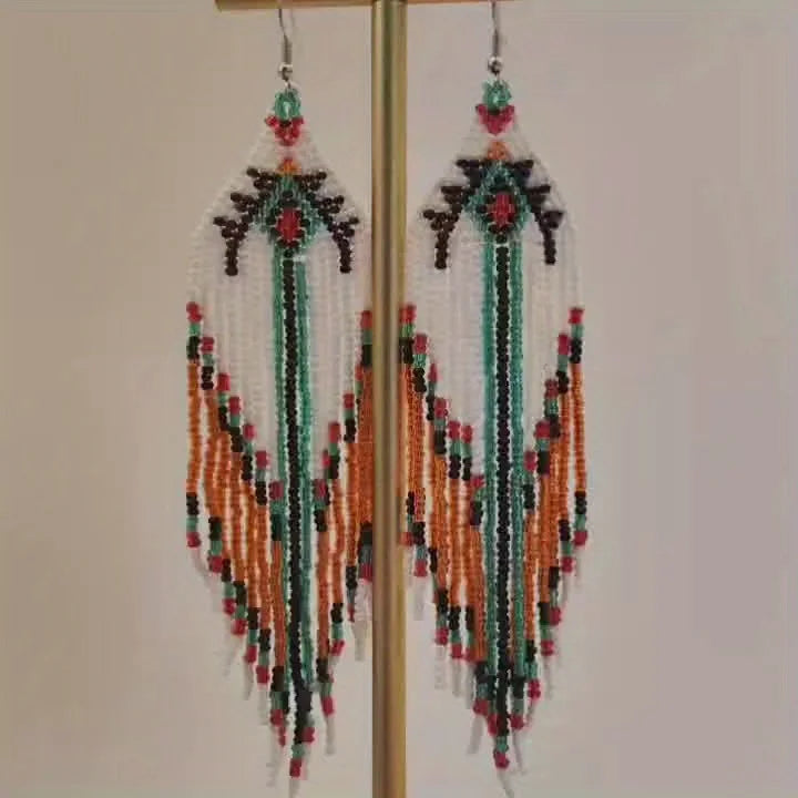 Bohemian Beaded Tassel Earrings – Lightweight Colorful Dangle Drops