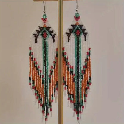 Bohemian Beaded Tassel Earrings – Lightweight Colorful Dangle Drops