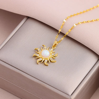 Sun Pendant Necklace - Gold Plated SS