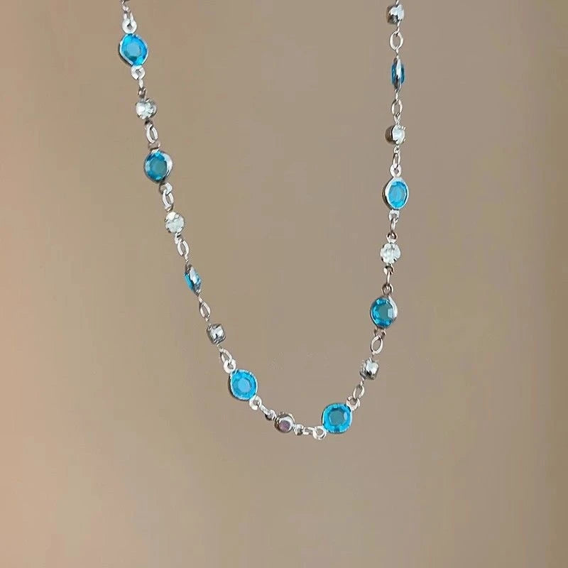 Blue Crystal Butterfly Pendant Necklace