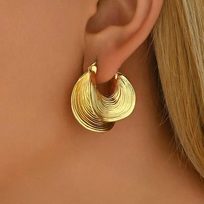 Geometric Striped Drop Earrings