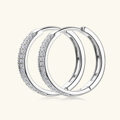 925 Sterling Silver / 14K Gold Plated Moissanite Hoop Earrings