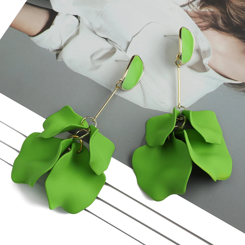 Romantic Petal Drop Earrings – Acrylic Flower Dangles