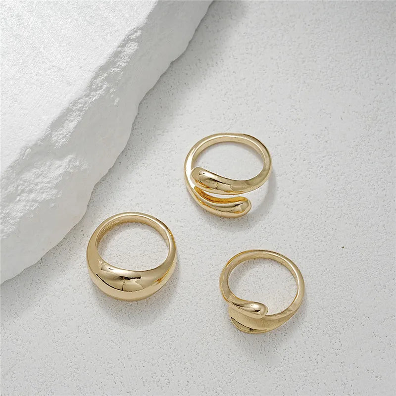 Open Rings Set Eccentric Chunky Geometric Ring