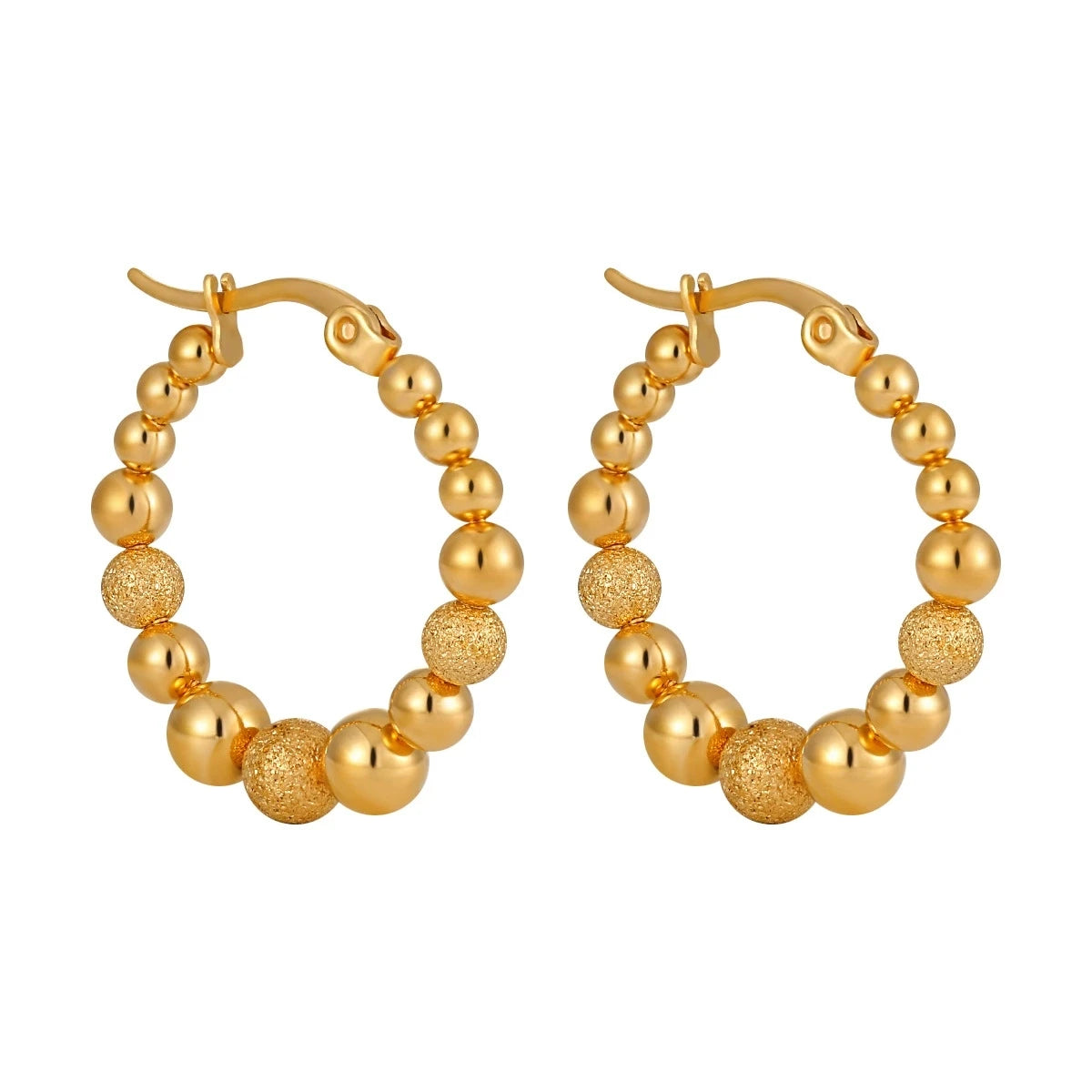 Gold Beaded Hoop Earrings