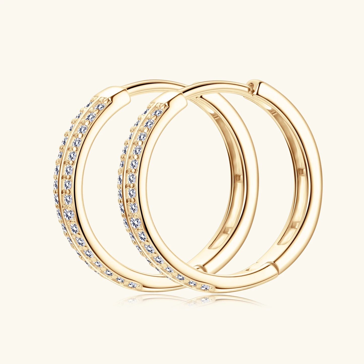 925 Sterling Silver / 14K Gold Plated Moissanite Hoop Earrings