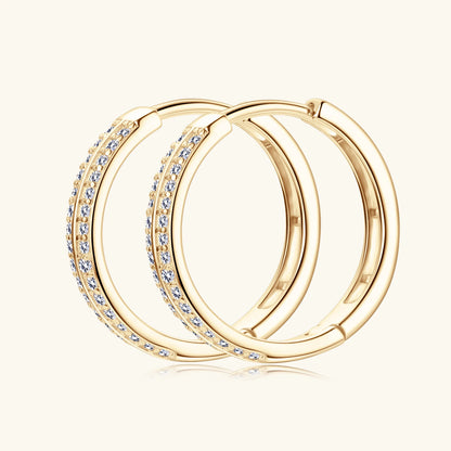 925 Sterling Silver / 14K Gold Plated Moissanite Hoop Earrings