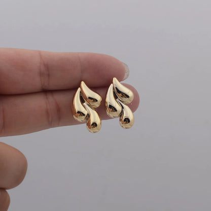Irregular Three Waterdrop Gold Smooth Drop Earrings