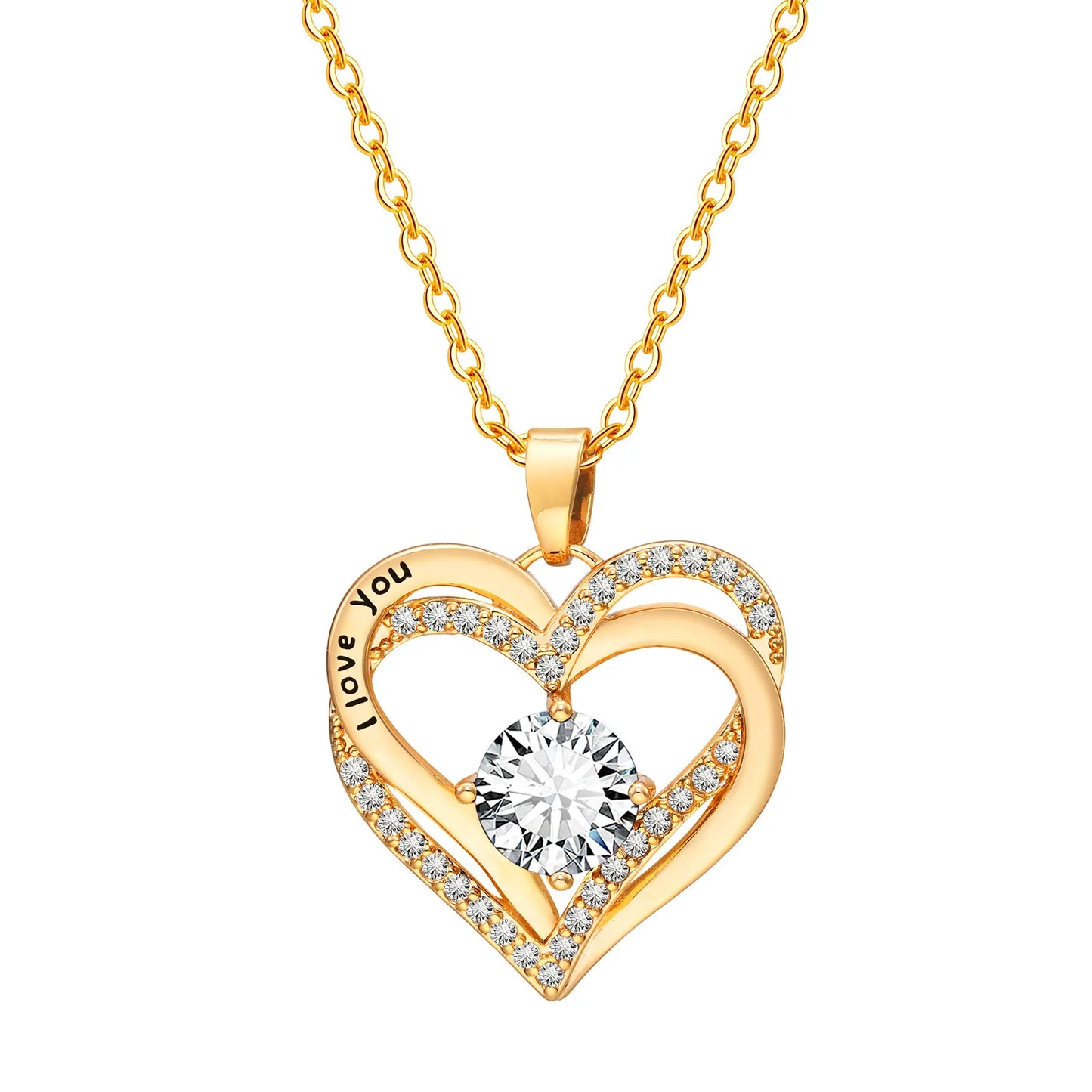 Double Crossed Hearts Necklace – Gold & Enamel Pendant