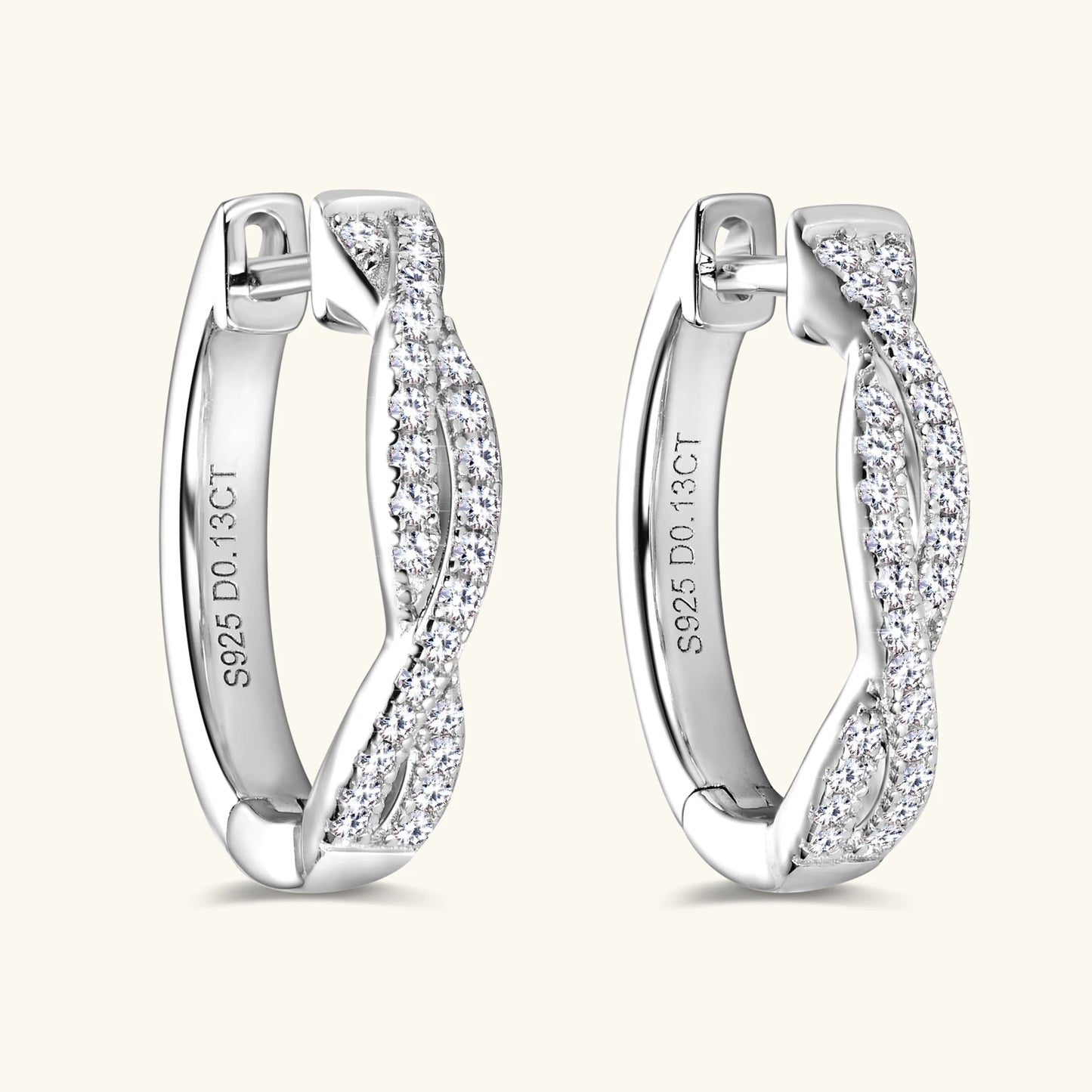 925 Sterling Silver / 14K Gold Plated Moissanite Hoop Earrings