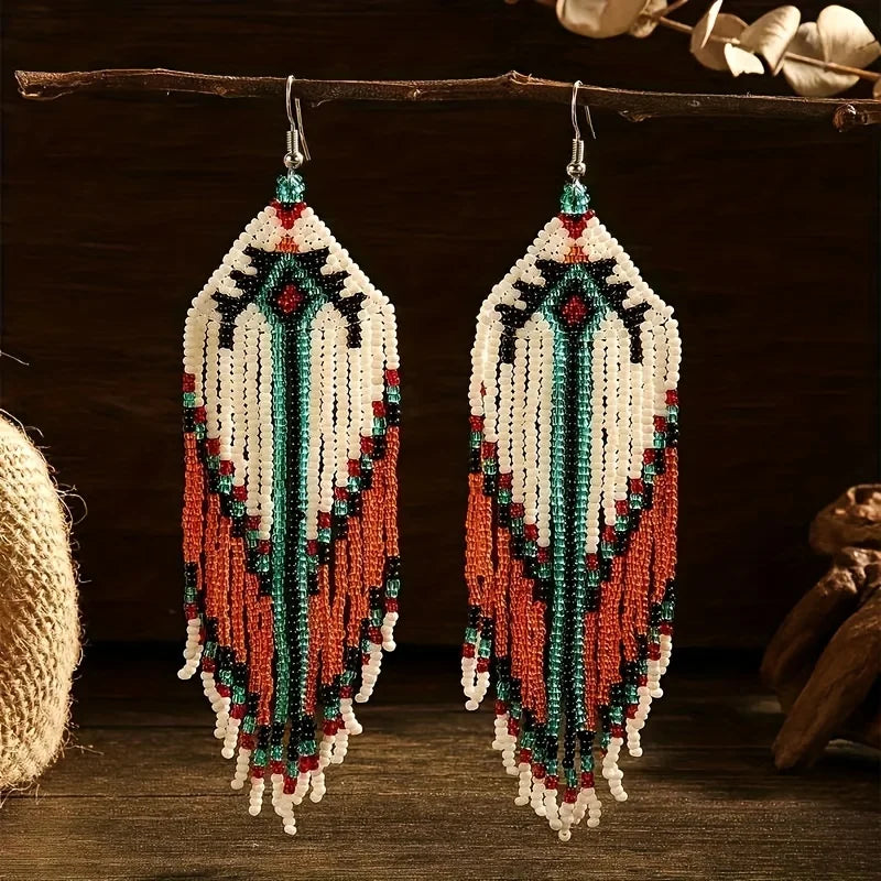 Bohemian Beaded Tassel Earrings – Lightweight Colorful Dangle Drops