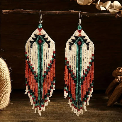 Bohemian Beaded Tassel Earrings – Lightweight Colorful Dangle Drops