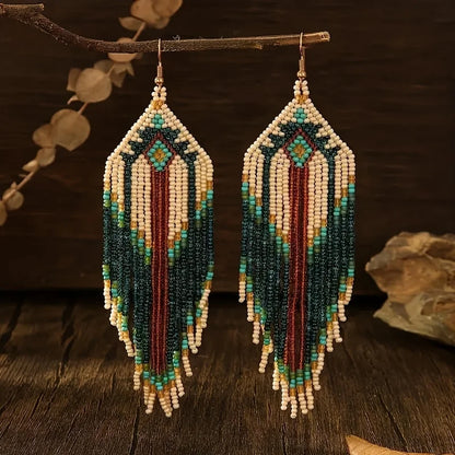 Bohemian Beaded Tassel Earrings – Lightweight Colorful Dangle Drops