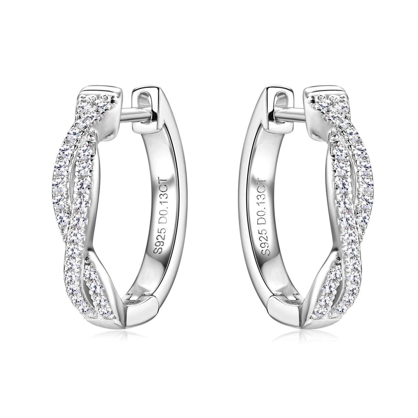 925 Sterling Silver / 14K Gold Plated Moissanite Hoop Earrings