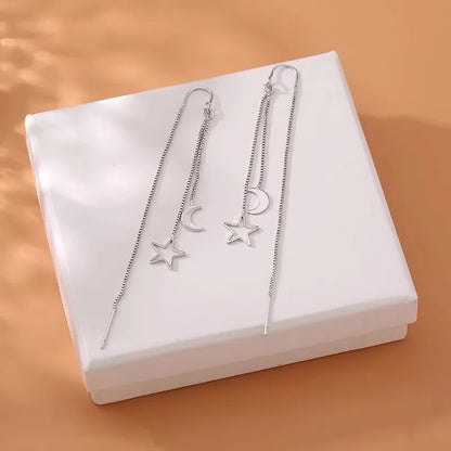 Crescent Moon & Star Tassel Drop EarringsCrescent Moon & Star Tassel Drop Earrings