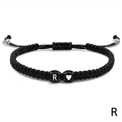26 Letters Initial Heart Braided Bracelet