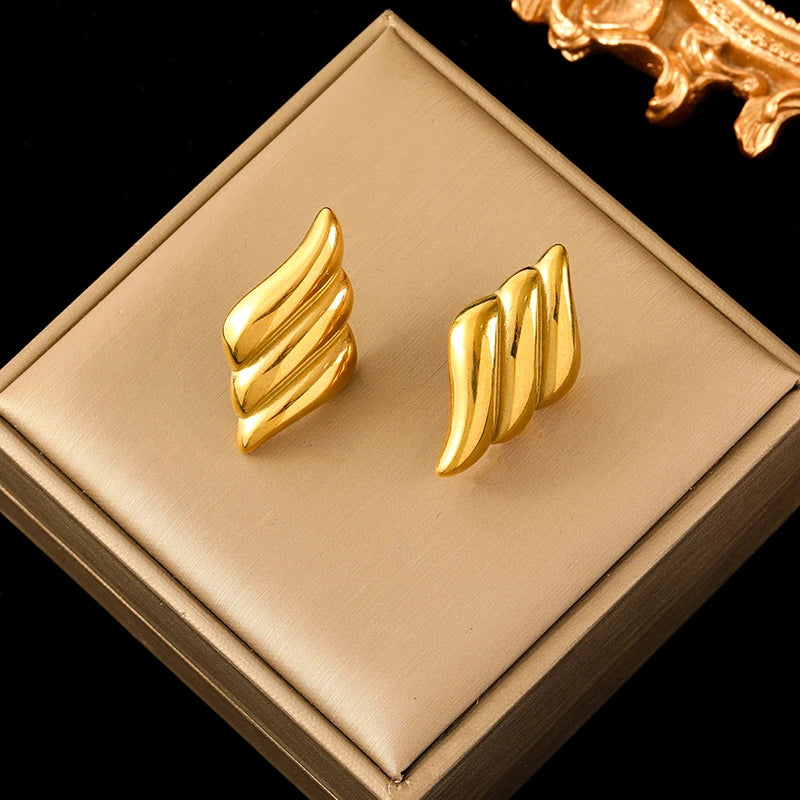 Vintage Multi-Shaped Gold Twist Hoop Earrings