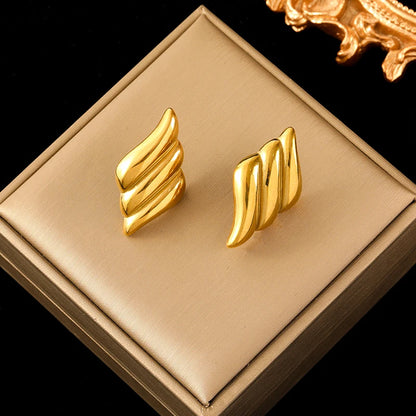 Vintage Multi-Shaped Gold Twist Hoop Earrings