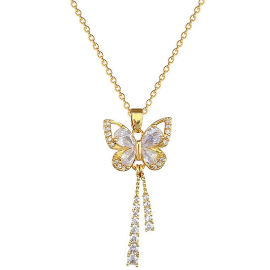Butterfly Pendant Necklace – Gold-Plated SS
