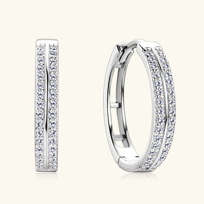 925 Sterling Silver / 14K Gold Plated Moissanite Hoop Earrings