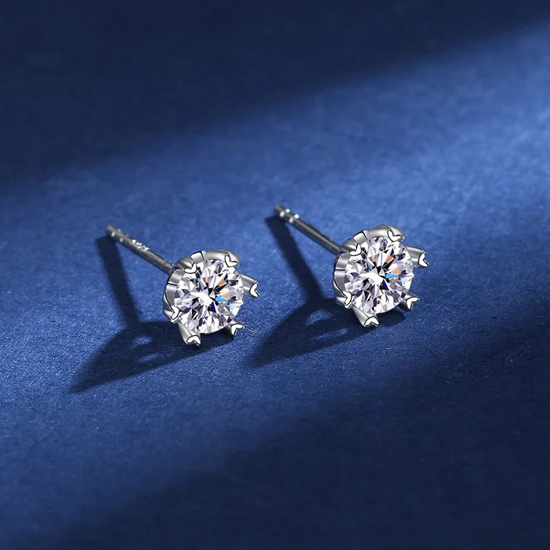 Round Moissanite Stud Earrings