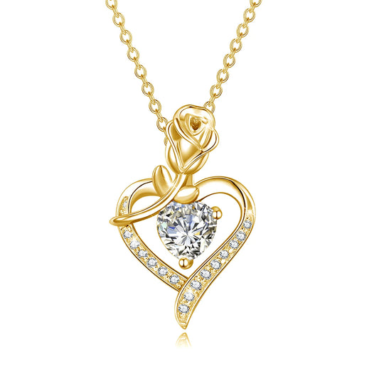Rose Heart Moissanite Necklace