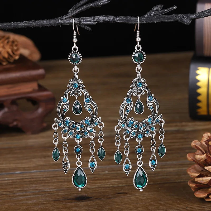 Bohemian Crystal Drop Earrings – Multicolor Rhinestone Dangles