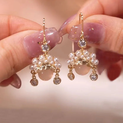 Bohemian Pearl & Rhinestone Stud Earrings